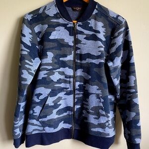 Black Brown‎ Men's Blue Camo Long Sleeve Zip Up Sweatshirt Jacket Size Small